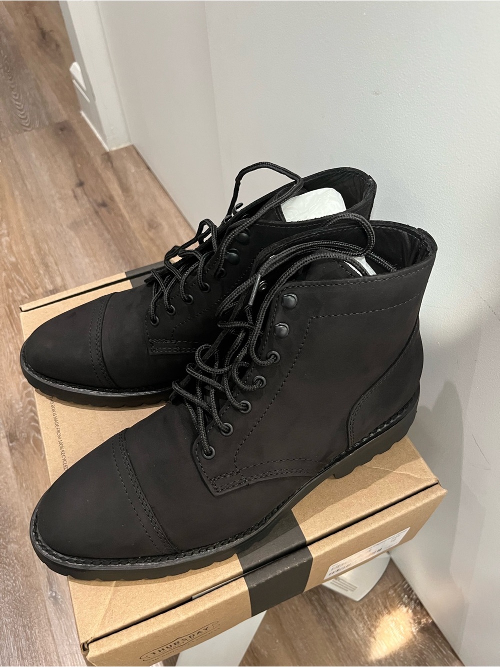 Thursday Boot Company Men's Black Lace-Up Cap-Toe Boots